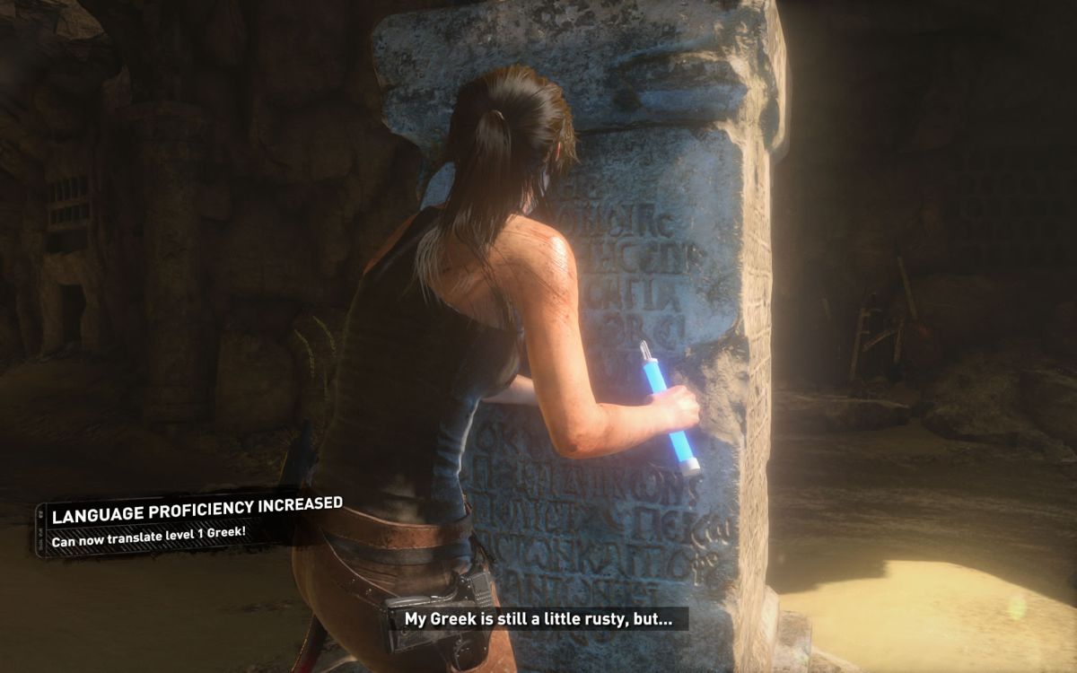 Rise of the Tomb Raider (Windows) screenshot: Language proficiency is a new type of skill.