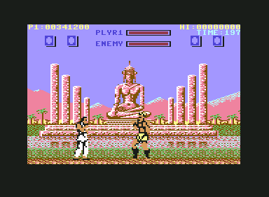 Street Fighter (Commodore 64) screenshot: Thailand 1 (Ryu vs Adon)