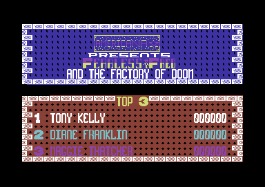 Fearless Fred and the Factory of Doom (Commodore 64) screenshot: Title
