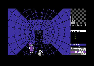 Gates of Dawn (Commodore 64) screenshot: Trapped in a spider web