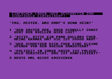Mafia (Commodore 64) screenshot: Store options