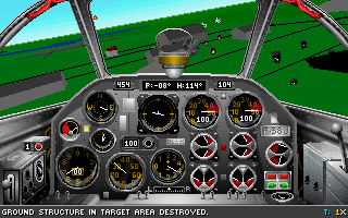 P-38 Lightning Tour of Duty (DOS) screenshot: Strafing ground targets.