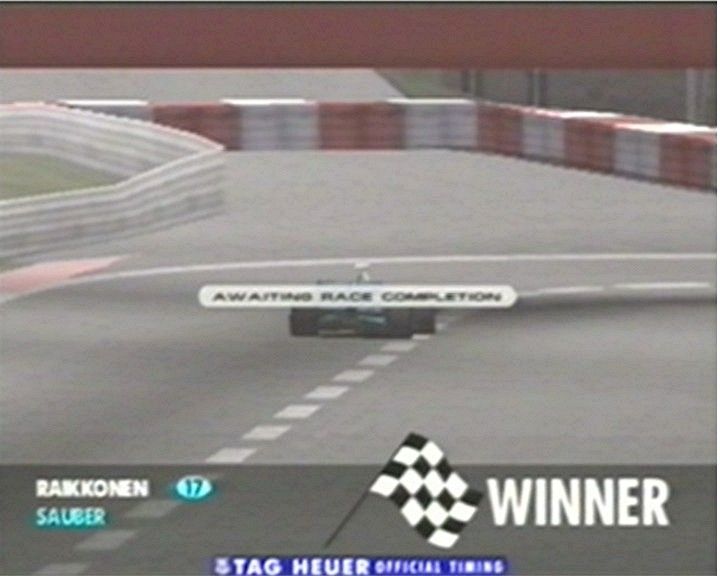 Formula One 2001 (PlayStation 2) screenshot: "Woohoo!"