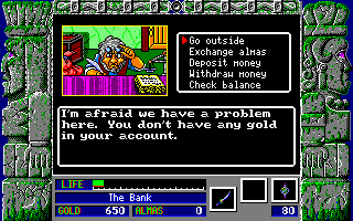 Zeliard (DOS) screenshot: Bank (MCGA)