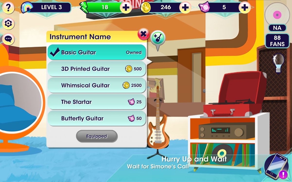 Katy Perry: Pop (Android) screenshot: Instruments can be upgraded.