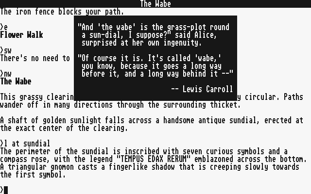 Trinity (Atari ST) screenshot: Certain actions make a famous quote appear in a window