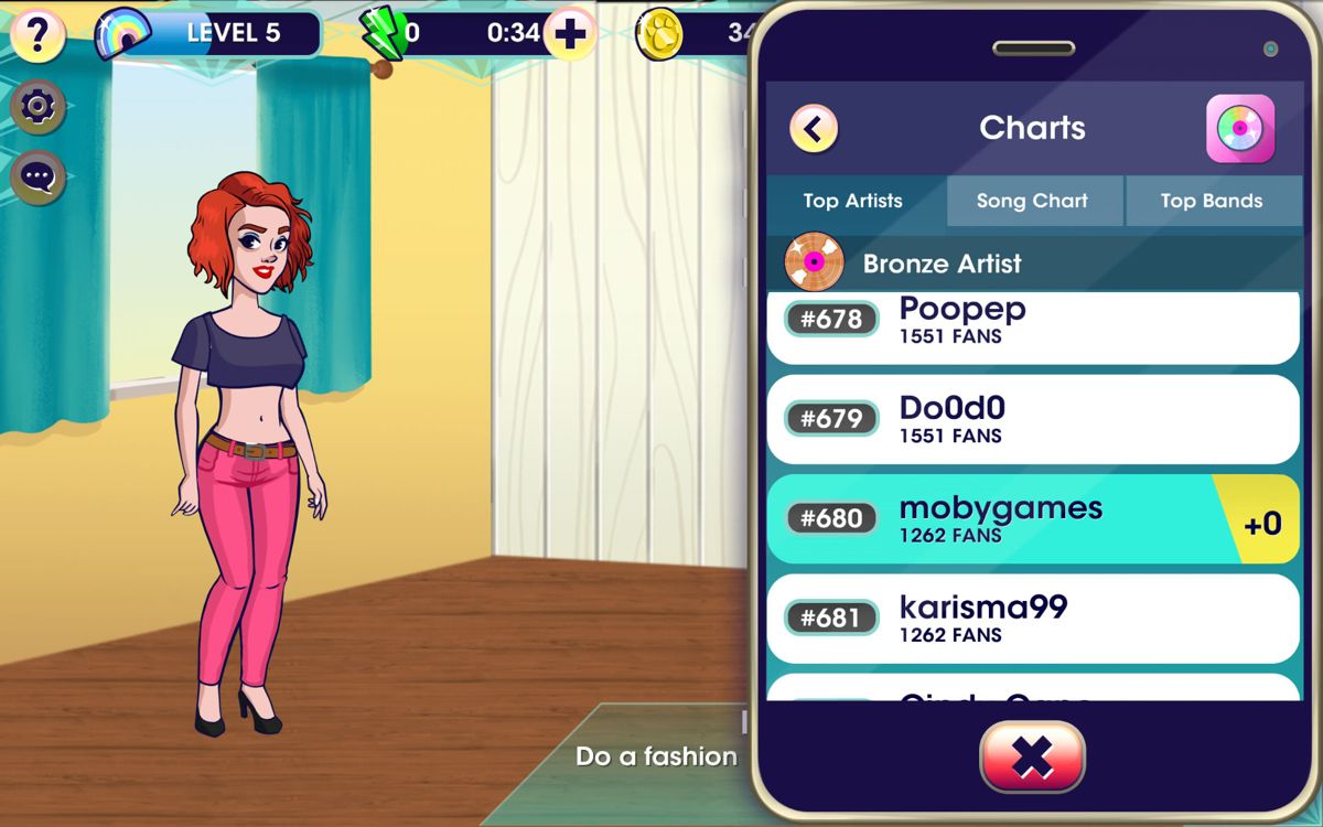 Katy Perry: Pop (Android) screenshot: Progress and fans