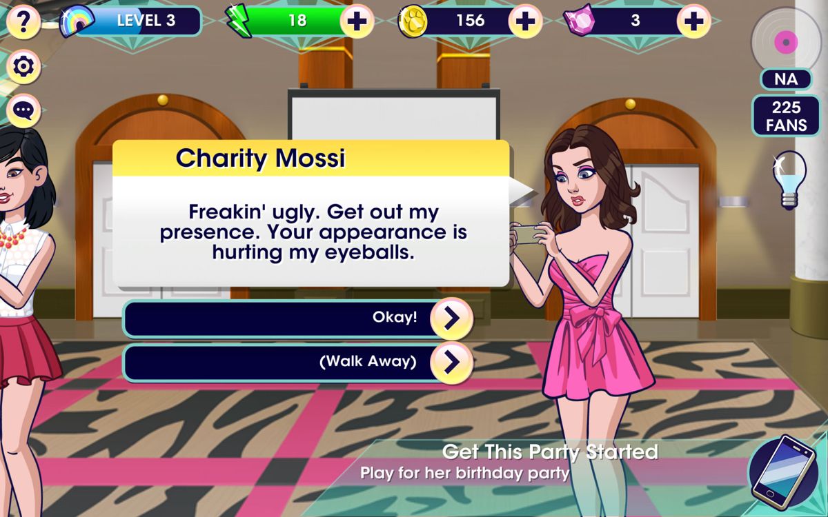 Katy Perry: Pop (Android) screenshot: Charity Mossi does not like you.