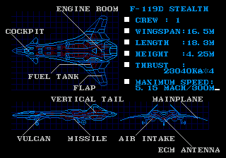 Air Diver (Genesis) screenshot: Description of the player's aircraft