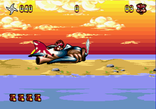 Zero the Kamikaze Squirrel (Genesis) screenshot: Zero arrives on his plane