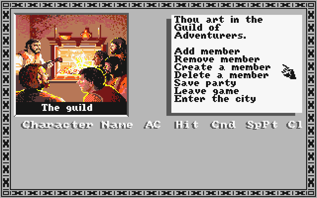 Tales of the Unknown: Volume I - The Bard's Tale (Atari ST) screenshot: Main menu