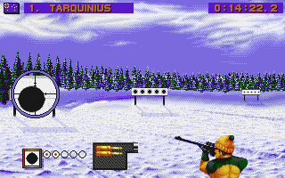 Winter Olympics: Lillehammer '94 (DOS) screenshot: Biathlon - shooting