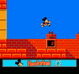 Mickey's Adventures in Numberland (NES) screenshot: About to collect a number mold