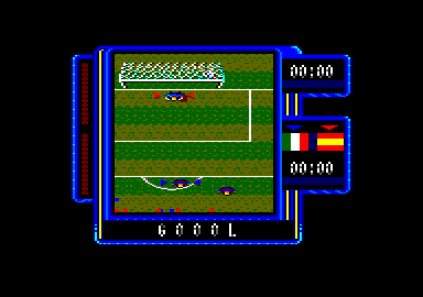 Michel Futbol Master + Super Skills (Amstrad CPC) screenshot: GOAL!