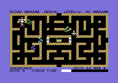 Krystals of Zong (Commodore 64) screenshot: When you die, you are carried off by an angel