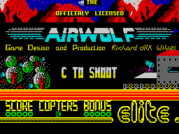 Airwolf (ZX Spectrum) screenshot: Title screen