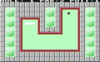 Hole-In-One Miniature Golf (Commodore 64) screenshot: The first hole