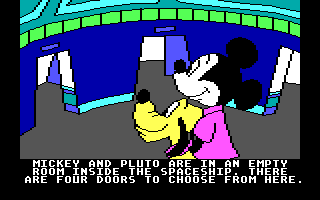 Mickey's Space Adventure (DOS) screenshot: Space ship hub.