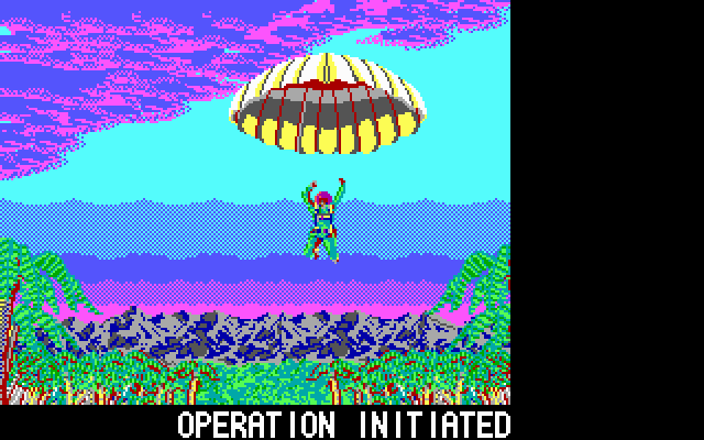 Operation Wolf (DOS) screenshot: the game begins - EGA