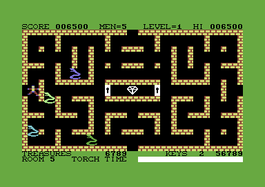 Krystals of Zong (Commodore 64) screenshot: One of the treasures is here