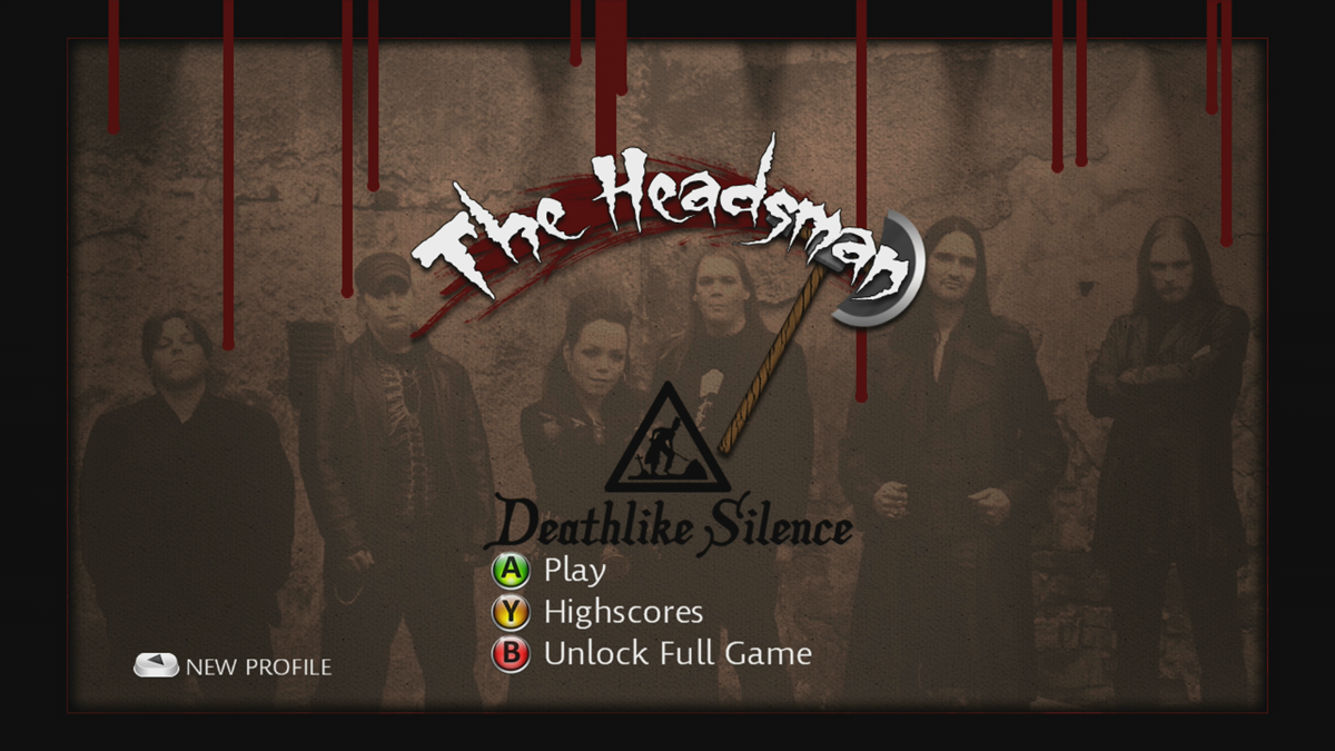 The Headsman (Xbox 360) screenshot: Main menu (Trial version)