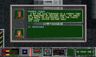 Traffic Department 2192 (DOS) screenshot: Talking to the captain you're escorting.