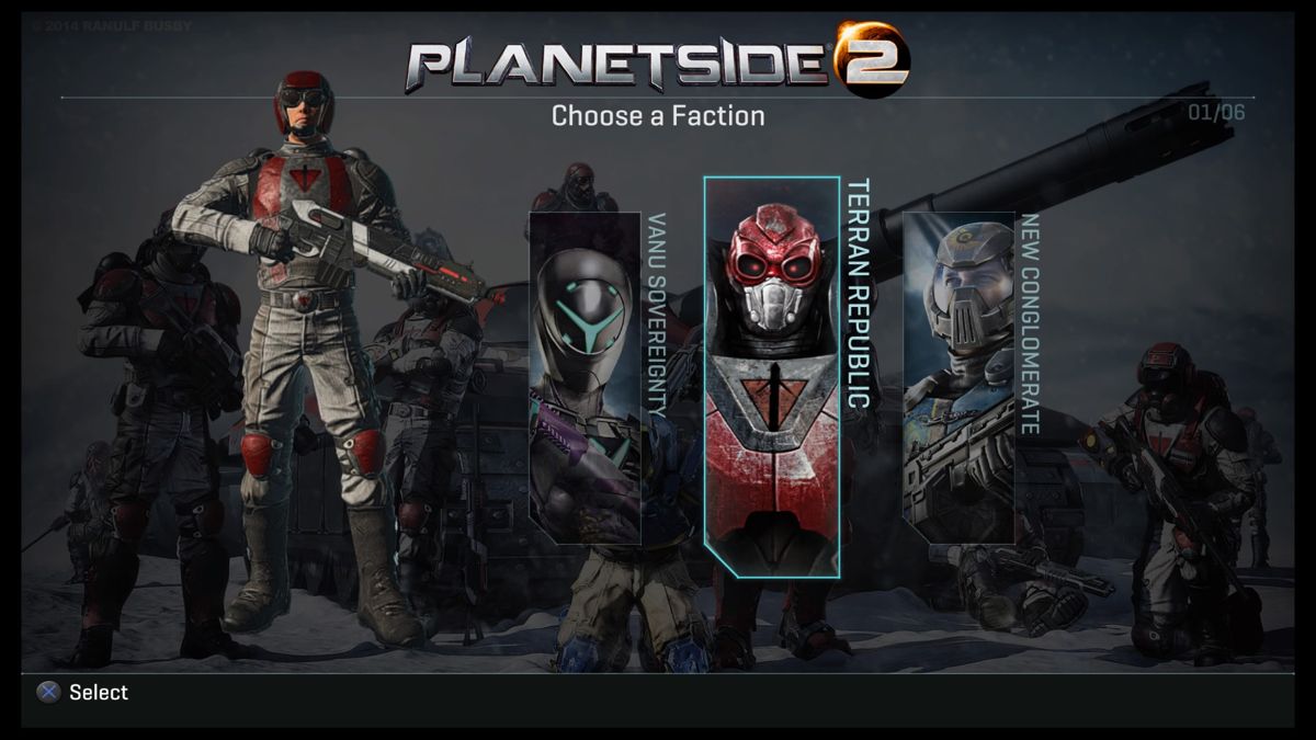 PlanetSide 2 (PlayStation 4) screenshot: There are three available factions in the game