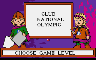 Winter Olympics: Lillehammer '94 (DOS) screenshot: Selecting the level at which you want to compete.