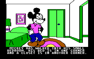 Mickey's Space Adventure (DOS) screenshot: Mickey's bedroom.