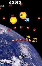 Judgement Silversword: Rebirth Edition (WonderSwan Color) screenshot: Blasting things over the blue planet.