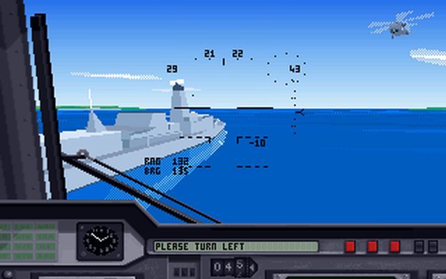 Merlin Challenge (DOS) screenshot: Another copter fly-by just above Merlin