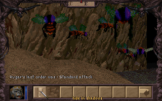 World of Aden: Thunderscape (DOS) screenshot: Stealth options in combat