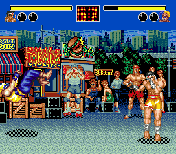 Fatal Fury (Genesis) screenshot: Fighting outside