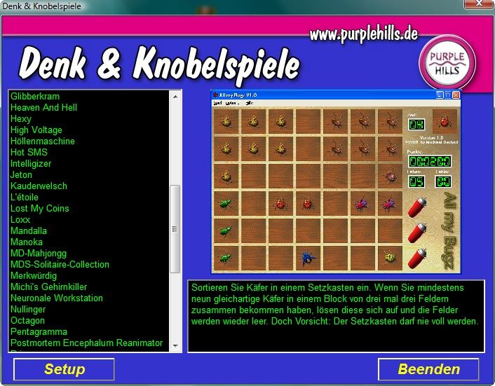 Denk & Knobelspiele (Windows) screenshot: Menu 2