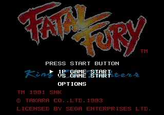 Fatal Fury (Genesis) screenshot: Title screen