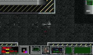 Traffic Department 2192 (DOS) screenshot: It's also got rapid fire lasers on top of the usual missiles.