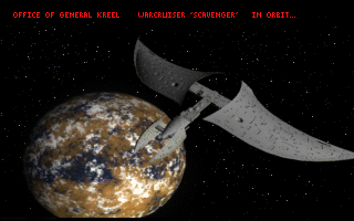 Traffic Department 2192 (DOS) screenshot: The Scavenger in orbit. The plot thickens.