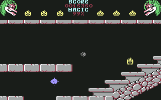 Cauldron II: The Pumpkin Strikes Back (Commodore 64) screenshot: I can shoot magic now
