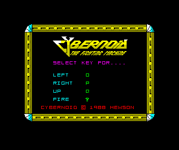 Cybernoid: The Fighting Machine (ZX Spectrum) screenshot: Defining the keys.