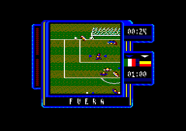 Michel Futbol Master + Super Skills (Amstrad CPC) screenshot: Out of bounds