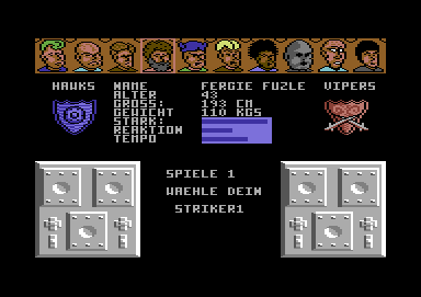 Hypaball (Commodore 64) screenshot: Team selection