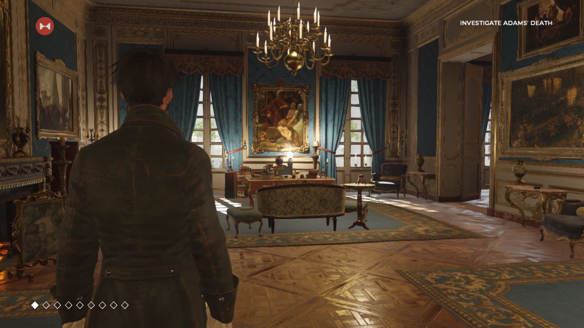 The Council: Episode 2 - Hide and Seek (PlayStation 4) screenshot: Searching Napoleon's room for clues