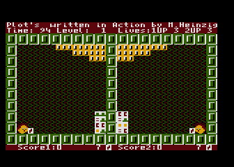 Plot's (Atari 8-bit) screenshot: Two player game.