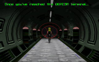 Iko San (DOS) screenshot: ...the DEFCOM terminal.