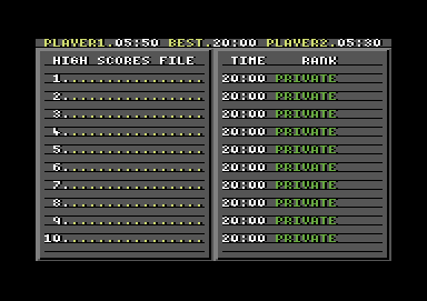 NATO Assault Course (Commodore 64) screenshot: High scores