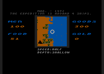 The Seven Cities of Gold (Atari 8-bit) screenshot: Wait! What is this?