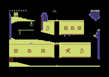 The Pharaoh's Curse (Commodore 64) screenshot: Navigating a ladder to get to the treasure