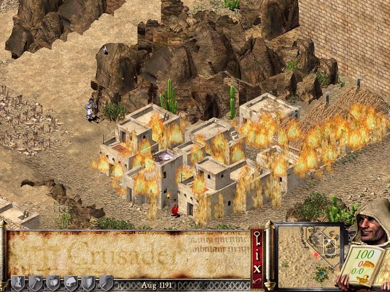 FireFly Studios' Stronghold Crusader (Windows) screenshot: Razing the fortress.