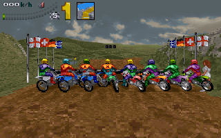 International Moto X (DOS) screenshot: The Race Begins!