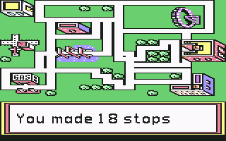 Stickybear: Town Builder (Commodore 64) screenshot: I made 18 stops total.